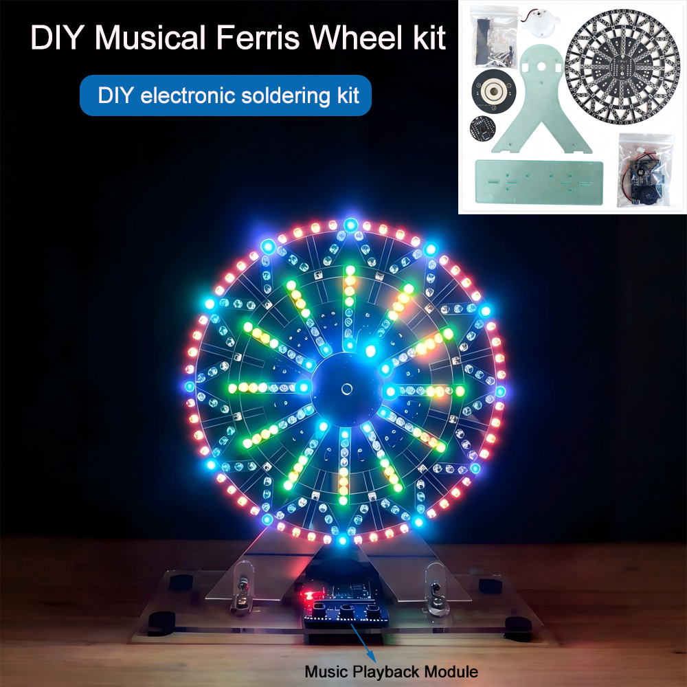 Diy Electronics Com - DIY電子キット LEDライト付きミュージカル観覧車 DIYはんだ付けキット