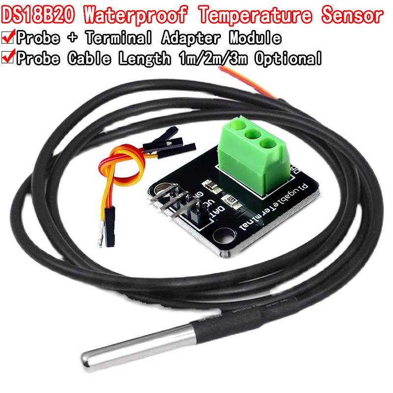 Ds18B20 Temperature Sensor - DS18B20 温度センサーモジュールキット防水 100 センチメートルデジタルセンサーケーブルステンレス鋼プローブ端子アダプタ Arduino 用