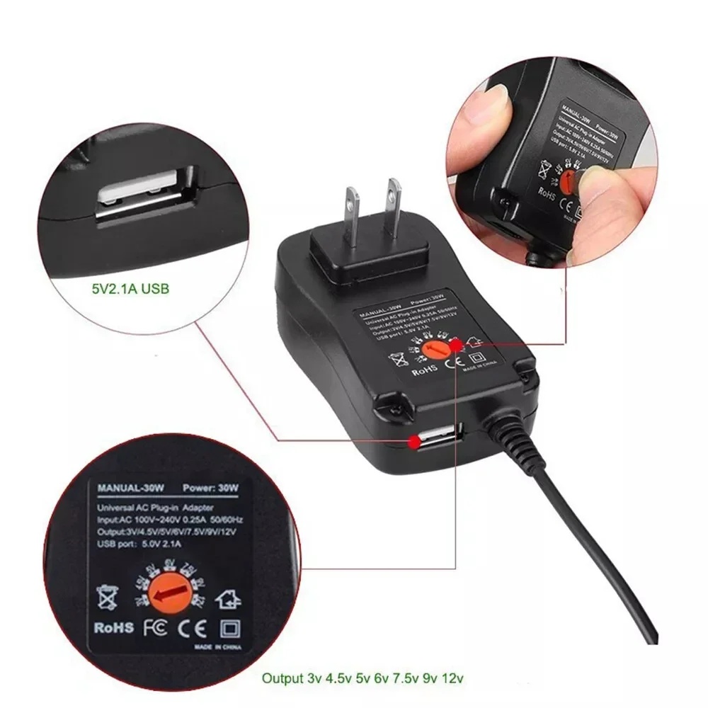 30Wユニバーサル電源アダプター、調整可能な電圧AC-DC供 - Dc Power Supply Variable のレビューと価格