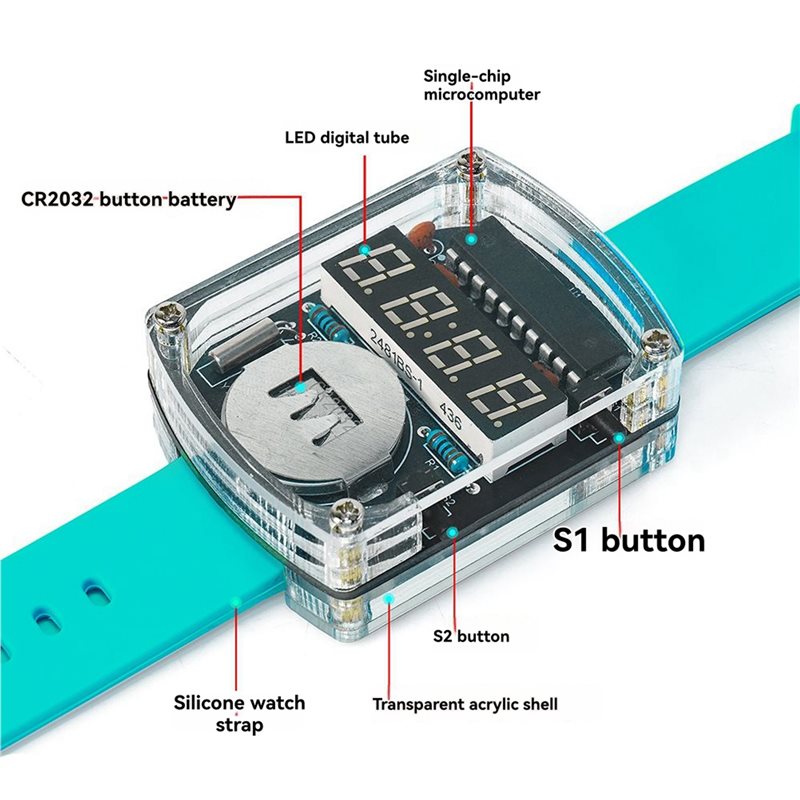 2X DIY腕時計LEDウォッチ電子キット0.28インチディ - Diy Electronics Learning Kit のレビューと価格