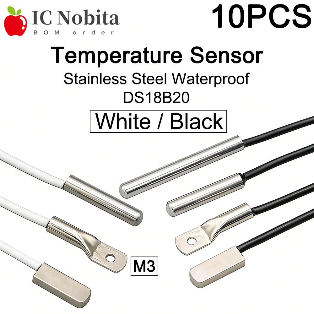 10 個 DS18B20 ステンレス鋼防水温度センサー表面  - Ds18B20 Temperature Sensor のレビューと価格