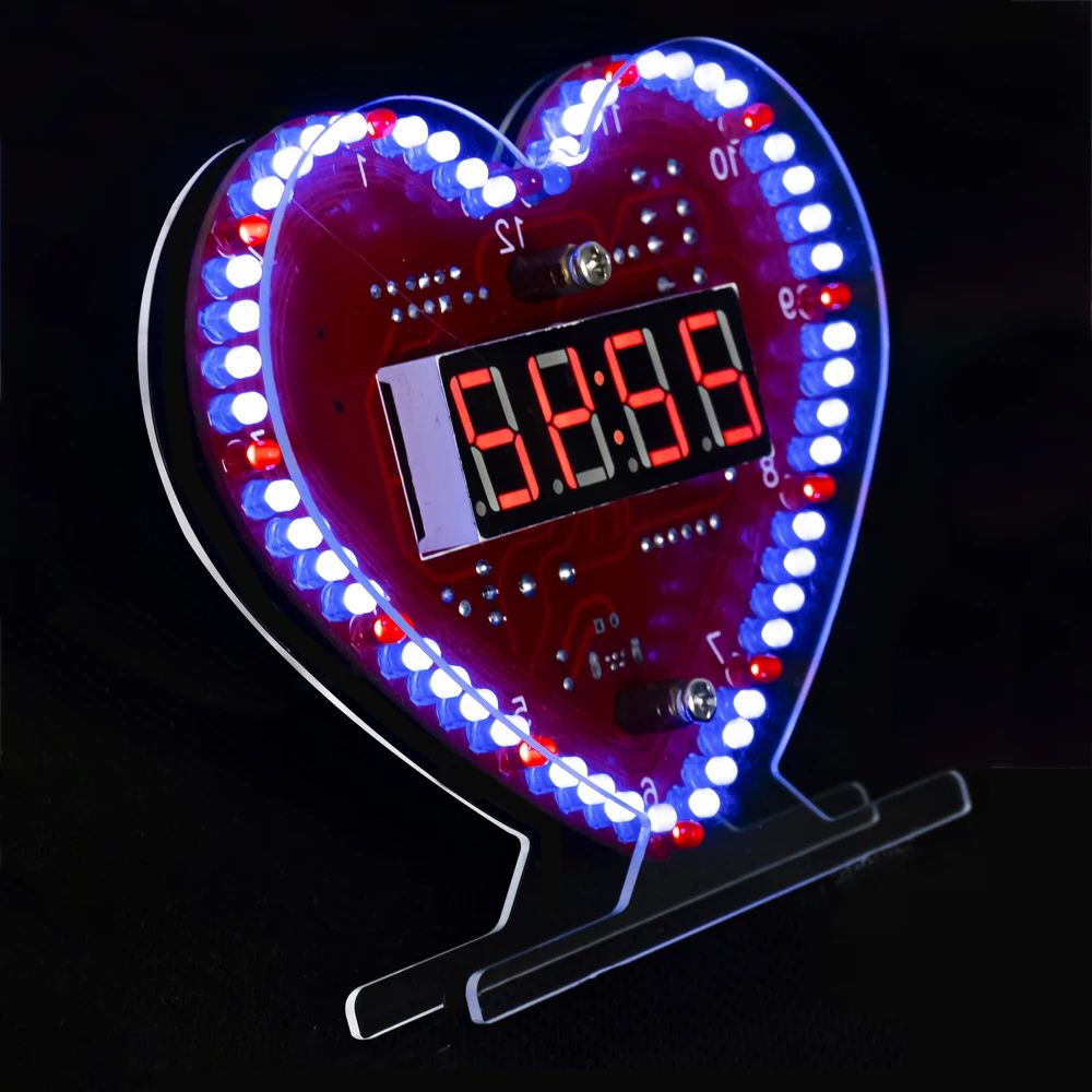 DIY 電子キット多機能ハート型 LED 時計 4 桁デジタ - Pcb Etching Kit のレビューと価格